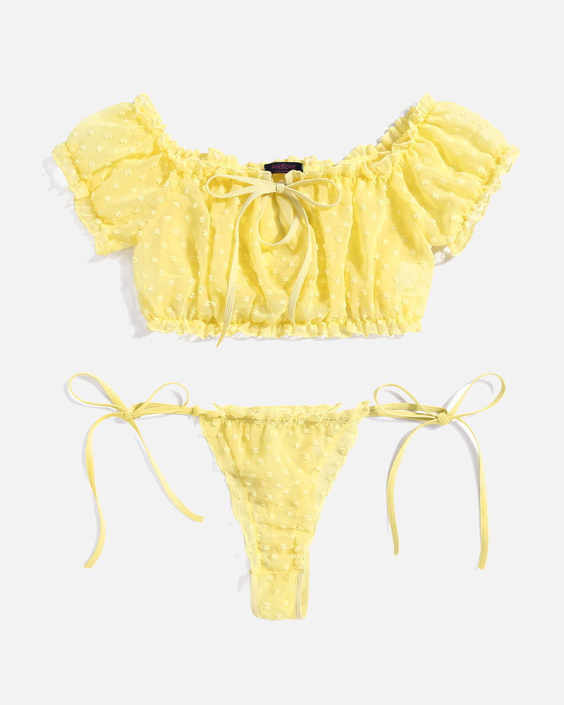 Floral Mesh Ruffle Lingerie Set