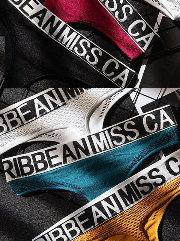 Female Letter Print Net Underwear