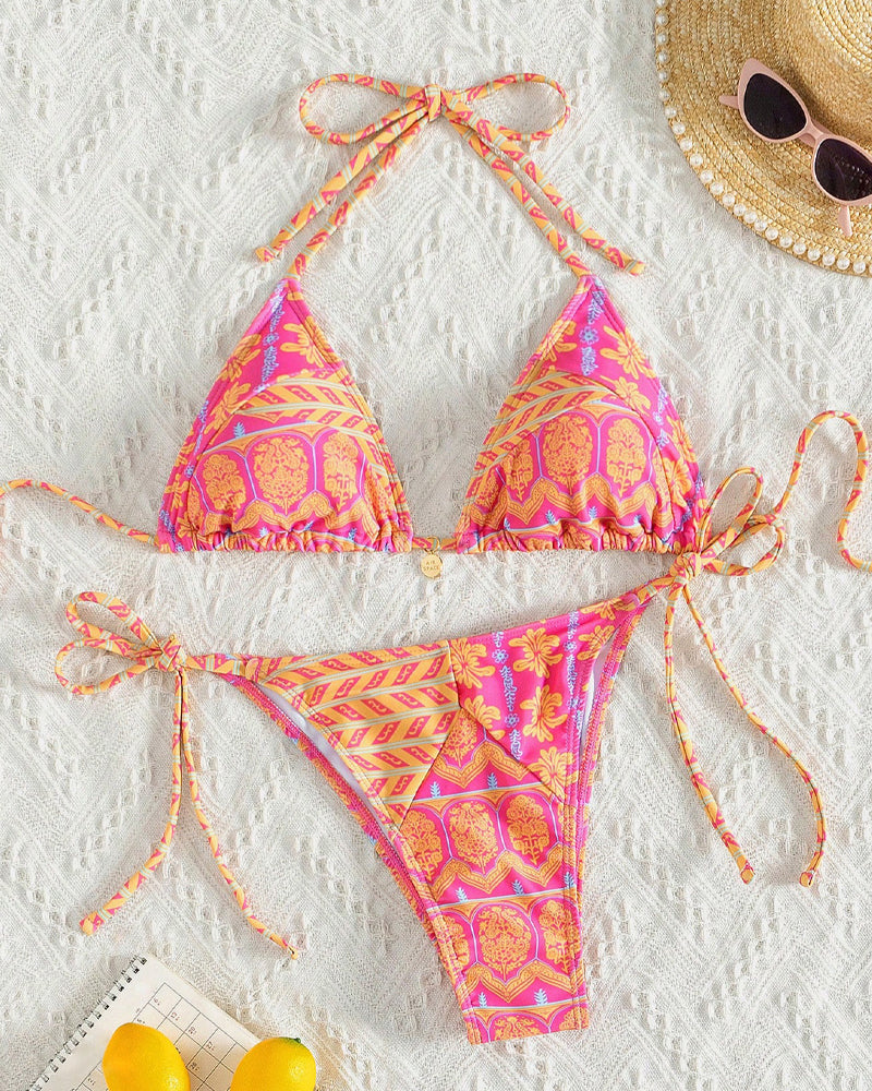 Women's Beach Vacation Printed Bikini Set