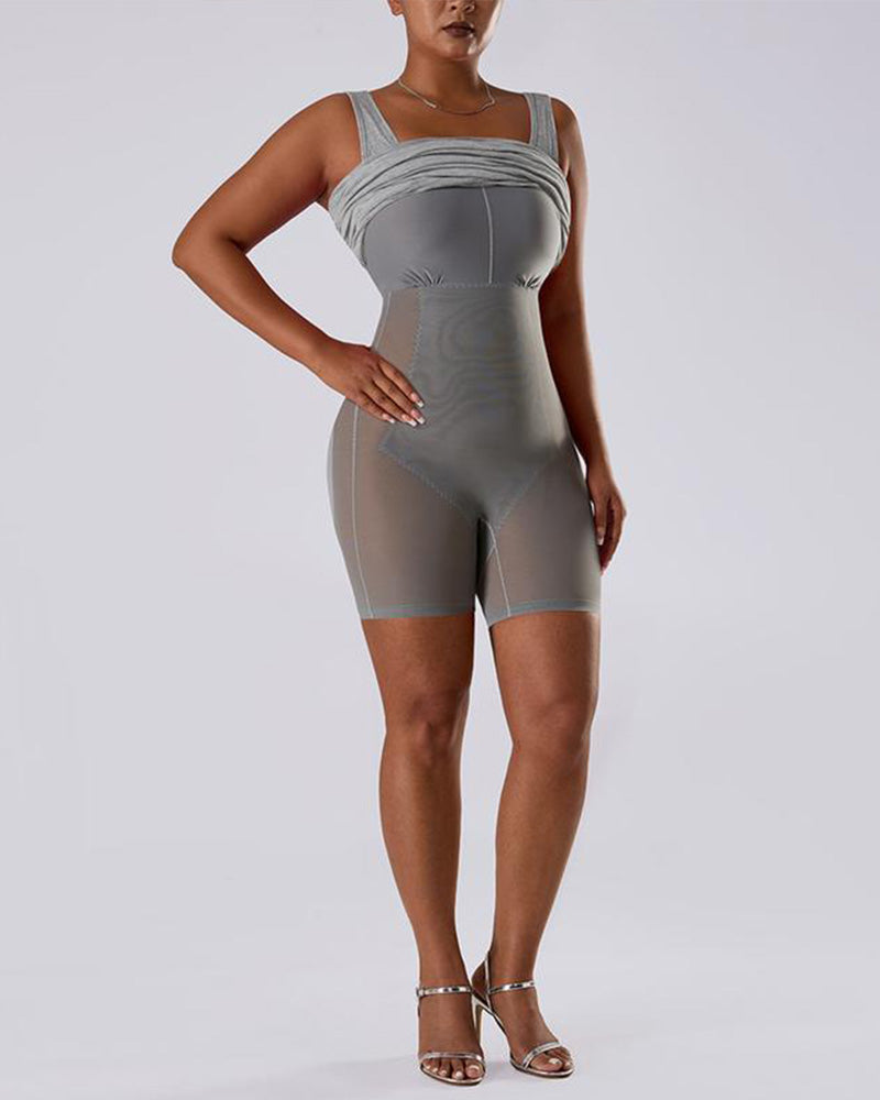 Solid Color Sleeveless Waist and Hip Lifting Long Dress With Built In Shapewear