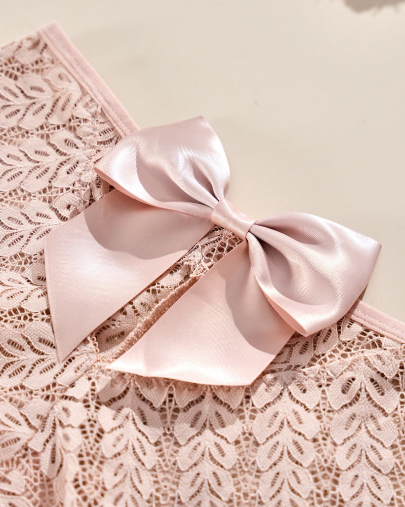 Sexy Bow Lace Breathable Hollow Comfortable Panties