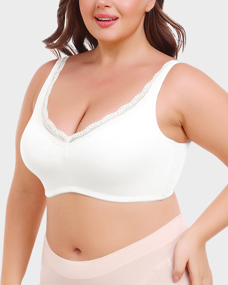 Floralshe®Full Coverage Lace Trim Minimizer Bra