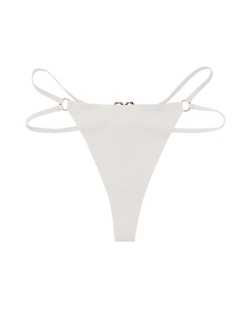 Seamless Double-Strap Heart Metal Ring Design Sexy Thong