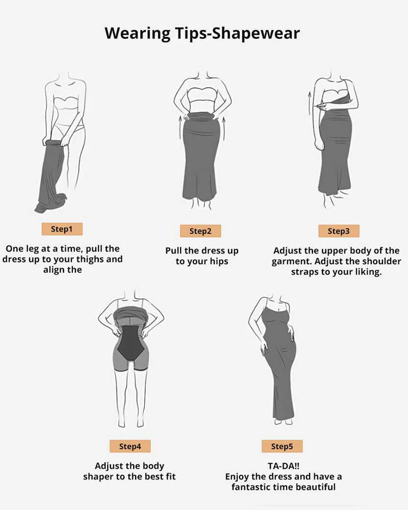 Solid Color Sleeveless Waist and Hip Lifting Long Dress With Built In Shapewear