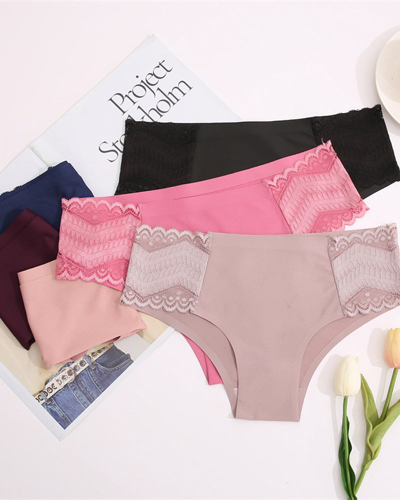 Comfortable Solid Color Milk Silk Lace Stitching Women's Underwear