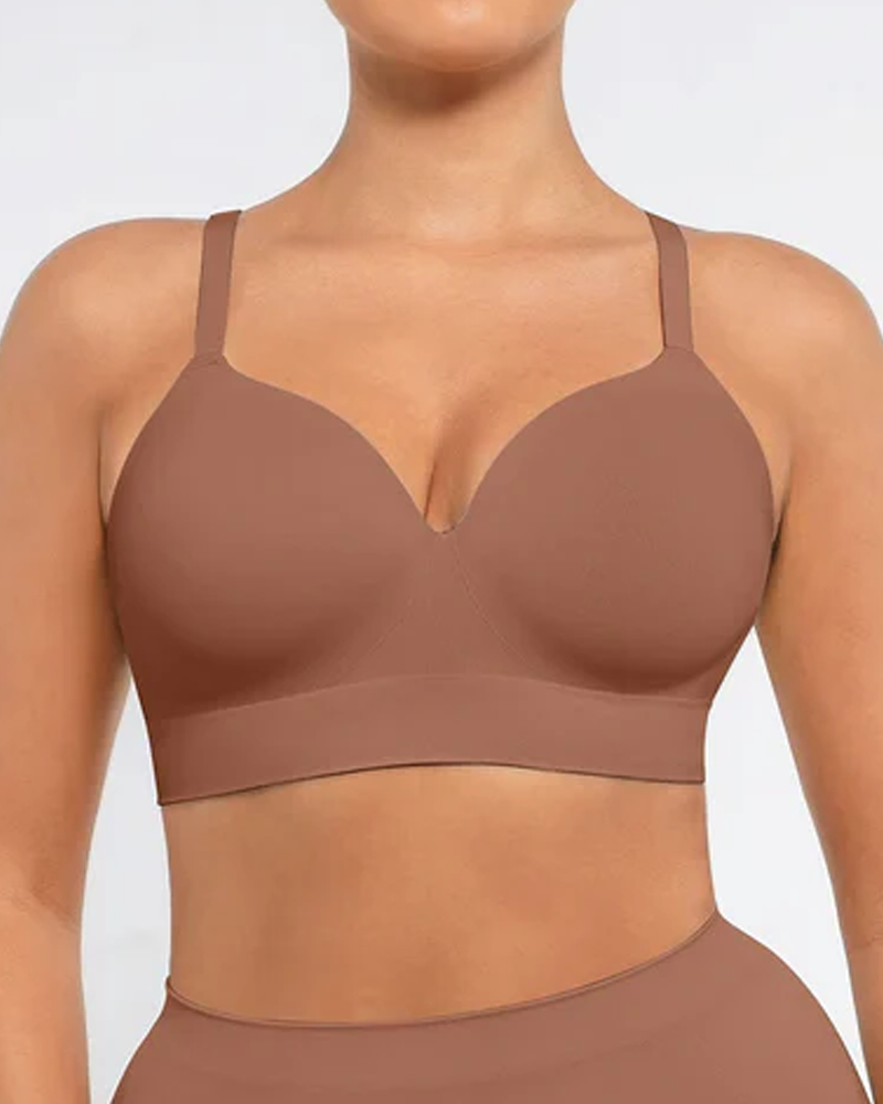 Women's Solid Color No-Wire Push-Up Seamless Comfortable Full Cup Bra