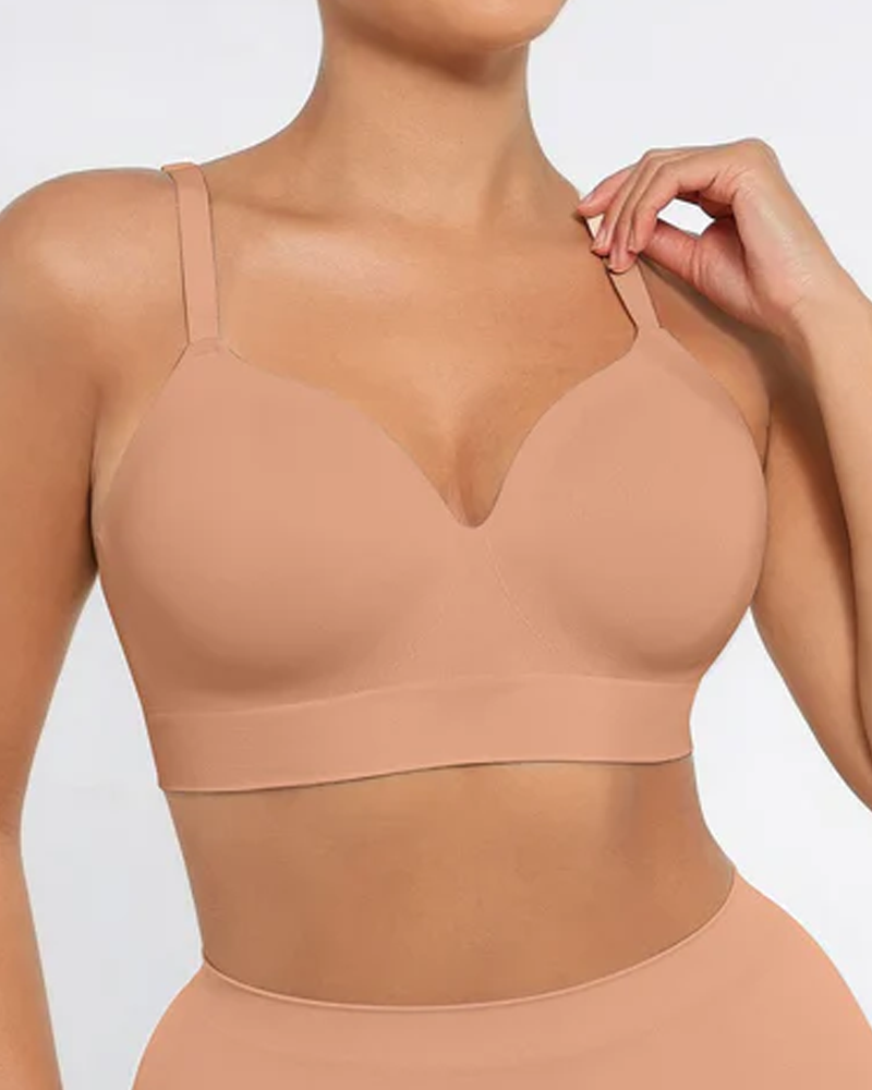 Women's Solid Color No-Wire Push-Up Seamless Comfortable Full Cup Bra