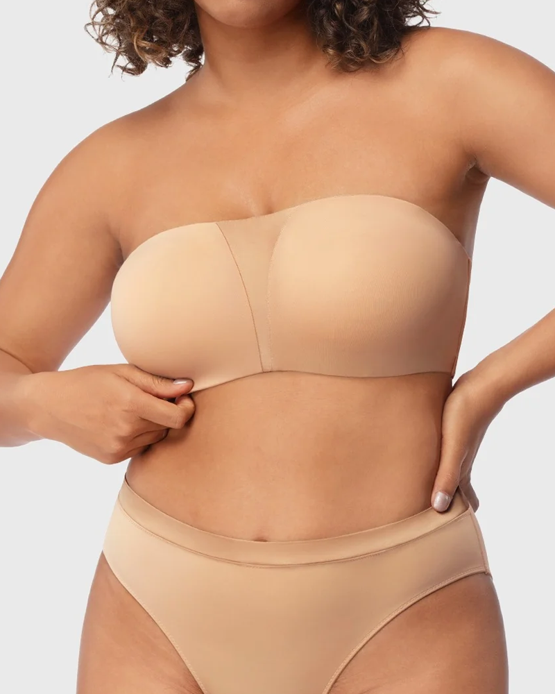 Women's Unlined Seamless Comfort Non-slip Underwire Plus Size Bandeau Strapless Bra