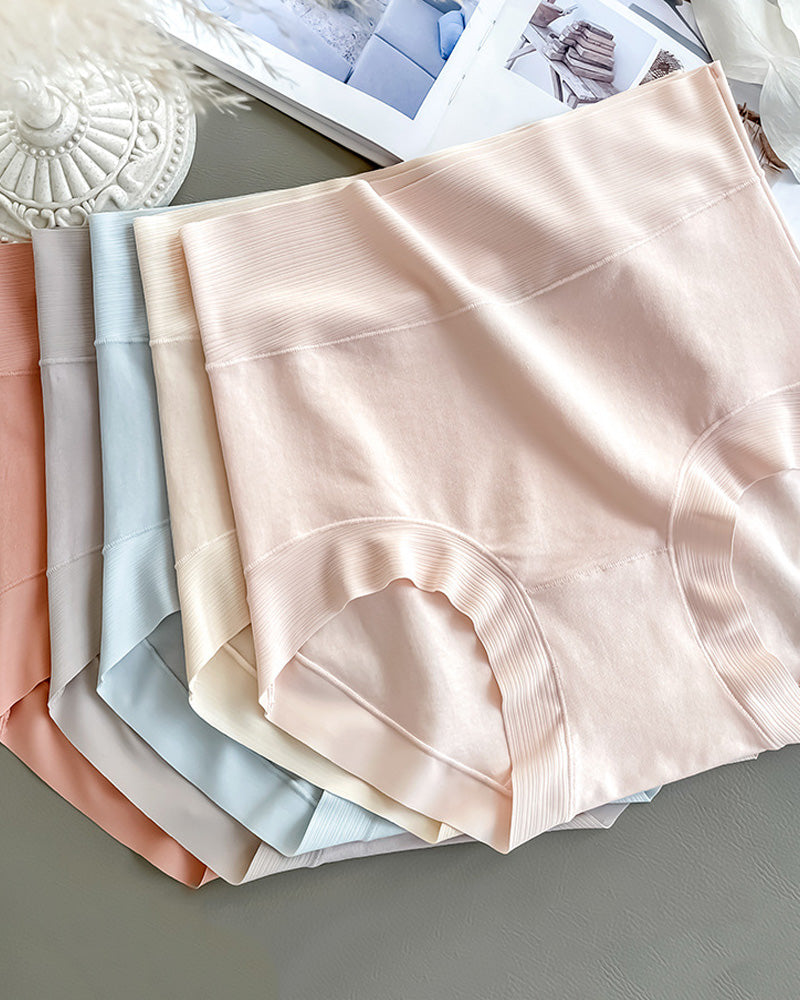 5-Pack Pure Cotton High Waist Seamless Antibacterial Breathable Crotch Briefs
