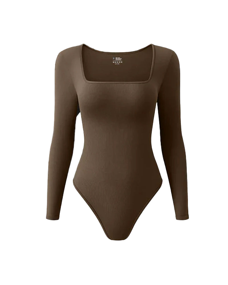 Square Neck Long Sleeve Bodysuits