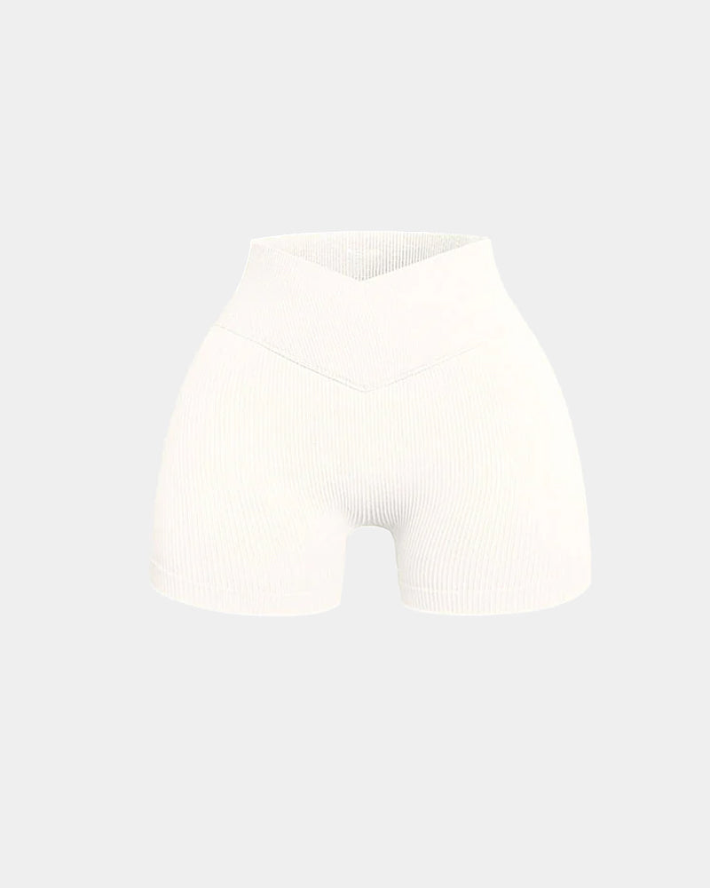 Ribbed High Waist Solid Skinny Yoga Sport Shorts